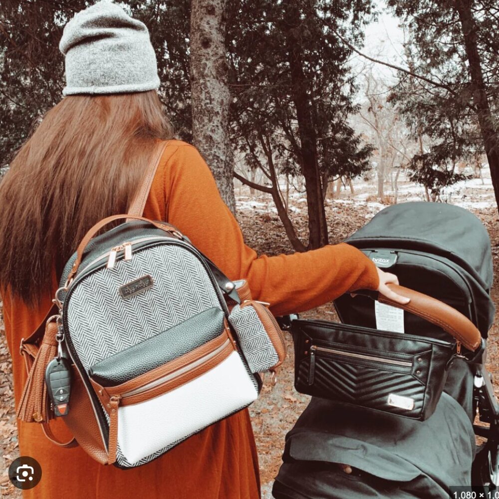 Itzy Ritzy Mini Diaper Bag Backpack Coffee & Cream - Picture 3 of 8